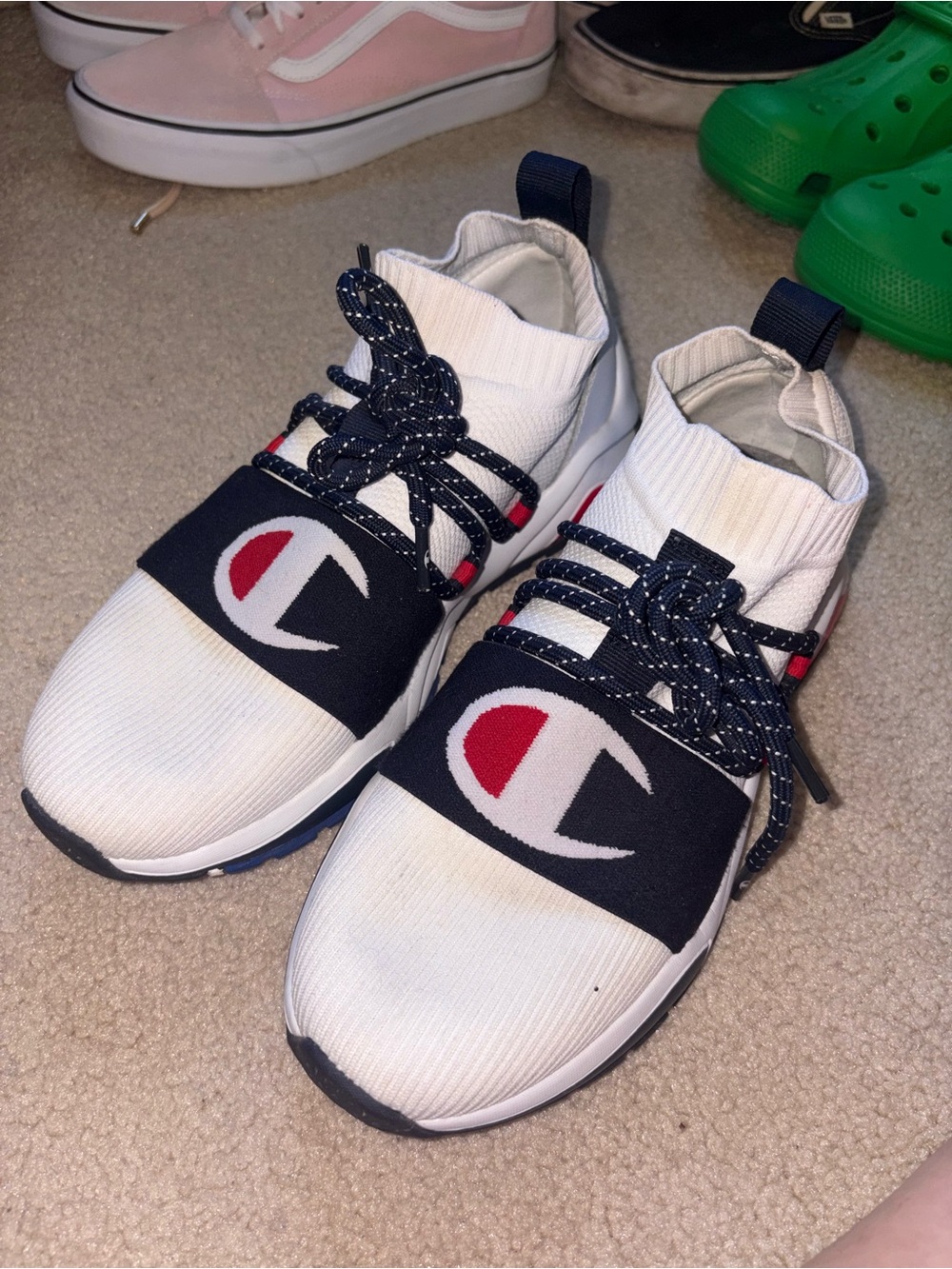Champion White and Navy Athletic Sneakers